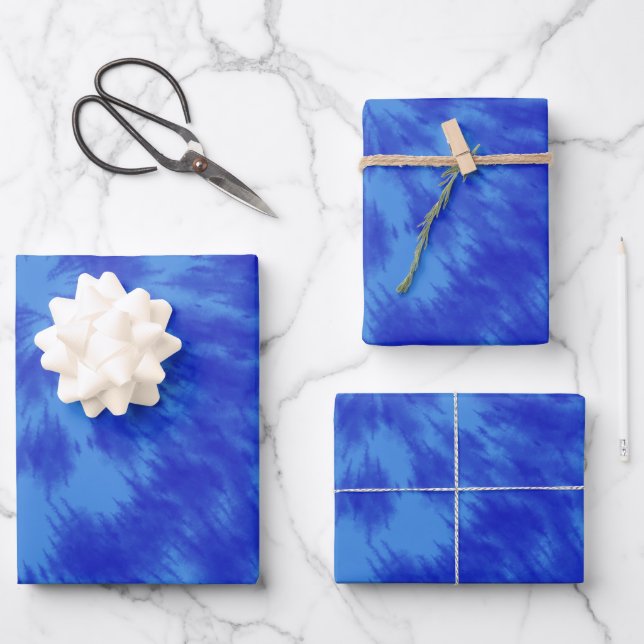 Feuille De Papier Cadeau Teinture en bleu (Recto)
