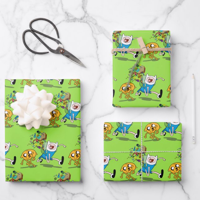 Feuille De Papier Cadeau Temps d'aventure | Sac à dos Finn's Adventure Gear (Recto)