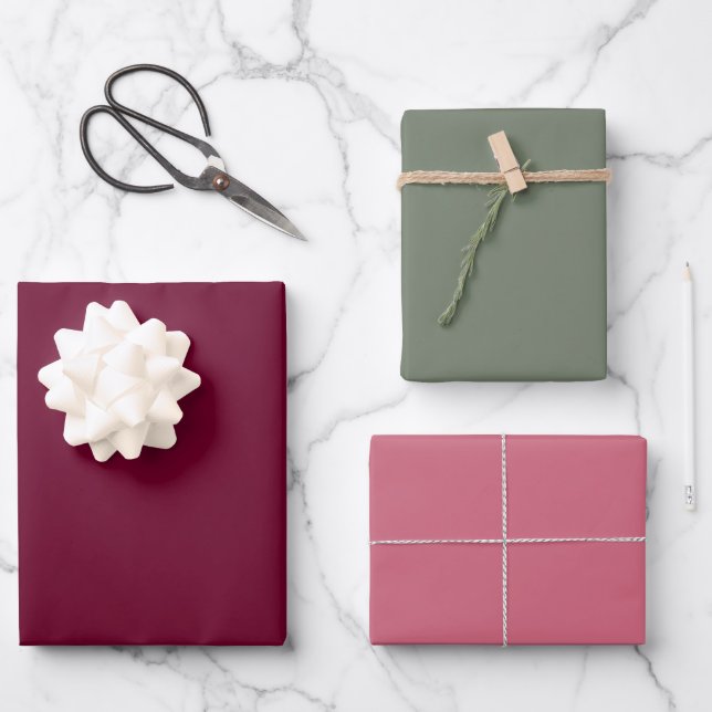 Feuille De Papier Cadeau Tendance Couleur Bourgogne rose Sage (Recto)