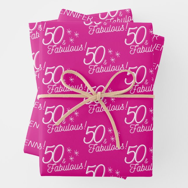 Feuille De Papier Cadeau Tendance rose 50 et fabuleux (En situation)