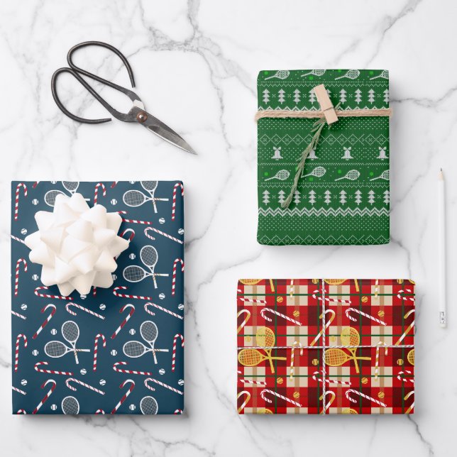 Feuille De Papier Cadeau Tennis Thématique Noël Noël Noël (Recto)