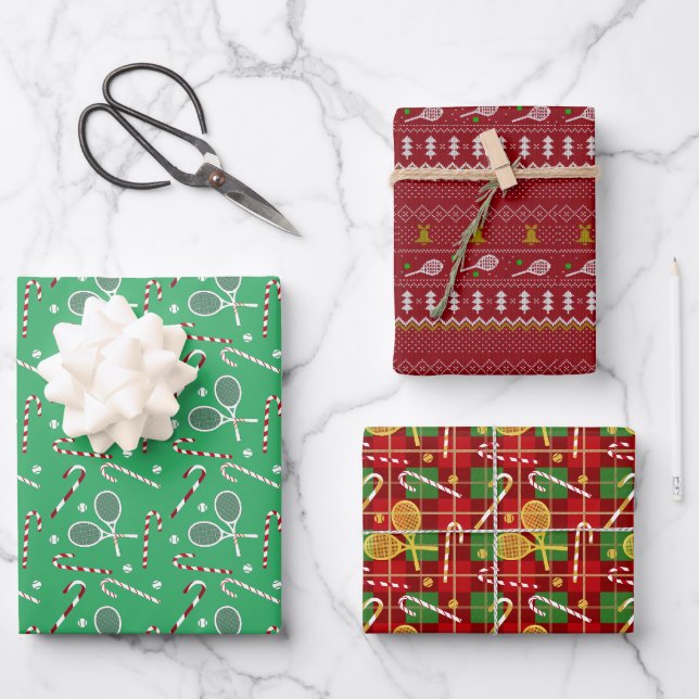 Feuille De Papier Cadeau Tennis Thématique Noël Noël Noël (Recto)
