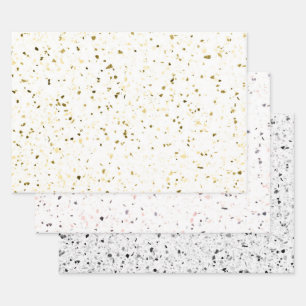 Feuille De Papier Cadeau Terrazzo Retro White Brown Green Vintage