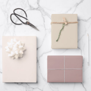 Feuille De Papier Cadeau Terres Chic Tons Sable Crème Mauve Couleur Unie