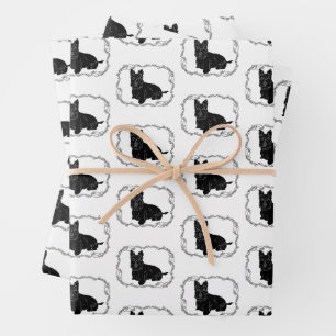 Feuille De Papier Cadeau Terrier Écossais dans un cadre celtique