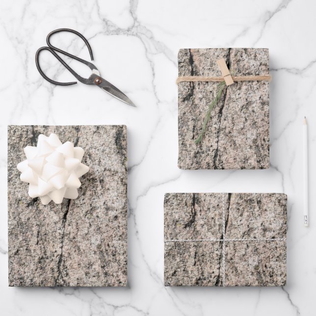 Feuille De Papier Cadeau Tête de pierre beige rose (Recto)