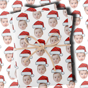 Feuille De Papier Cadeau Tête de visage personnalisée Photo Père Noël Chape
