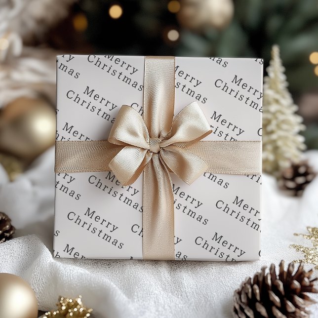Feuille De Papier Cadeau Texte personnalisable Boho moderne | Noël beige (Créateur téléchargé)