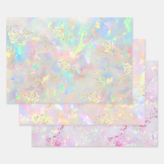 Feuille De Papier Cadeau texture de gemme opale (Lot)