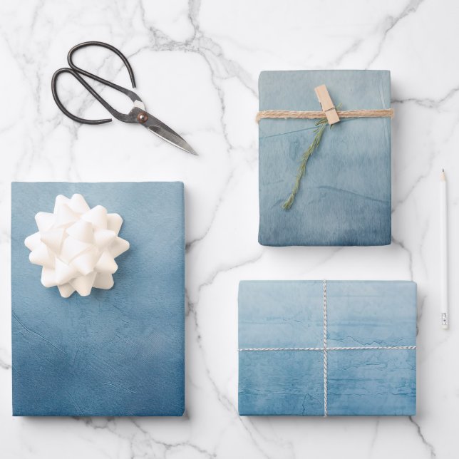 Feuille De Papier Cadeau Texture gris bleu (Recto)