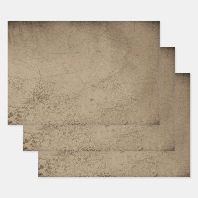 Feuille De Papier Cadeau Texture Grunge Rustic Old Sepia Scratches (Lot)