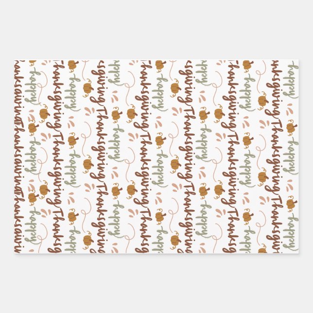 Feuille De Papier Cadeau Thanksgiving Gift Wrap – Celebrate in Style (Devant)
