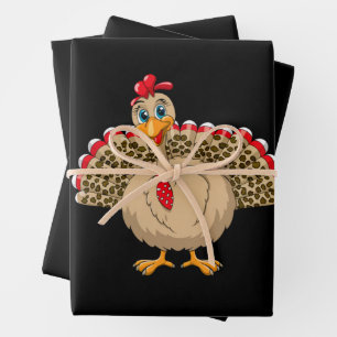 Feuille De Papier Cadeau Thanksgiving Leopard Turquie Thanksgiving automne