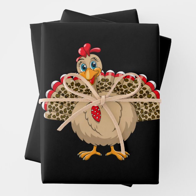 Feuille De Papier Cadeau Thanksgiving Leopard Turquie Thanksgiving automne (En situation)