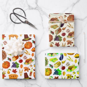 Feuille De Papier Cadeau Thanksgiving rétro
