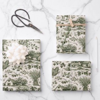 Feuille De Papier Cadeau Thanksgiving Sage Green Harvest Toile