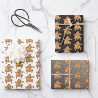 Feuille De Papier Cadeau Thanksgiving Wrapping Paper Flat Sheet Set of 3