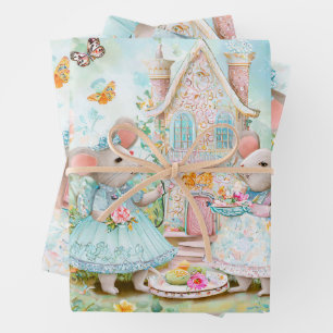 Feuille De Papier Cadeau Thé à l'illustration de jardin