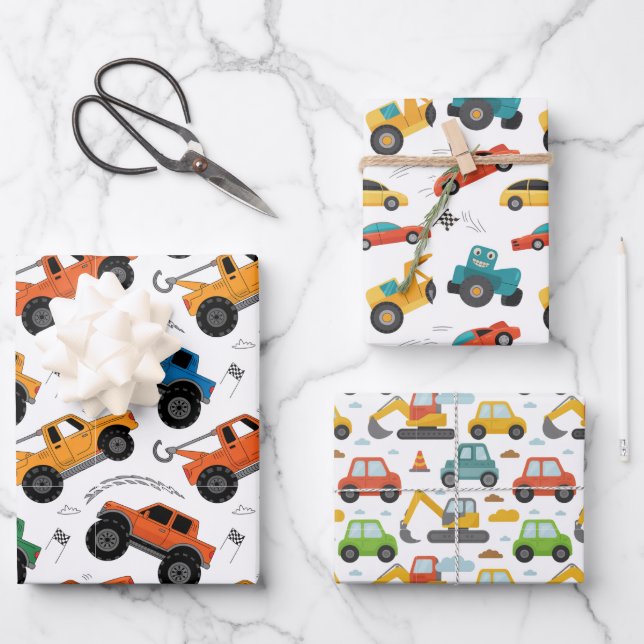 Feuille De Papier Cadeau The Car series - Kids wrapping paper (Recto)