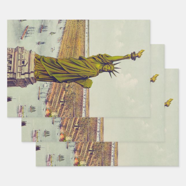 Feuille De Papier Cadeau The Great Bartholdi Statue, Statue of Liberty (Lot)
