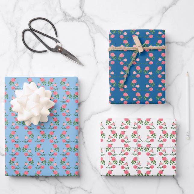 Feuille De Papier Cadeau Thé Rose Cute Motif Floral Feminine Sweet (Recto)