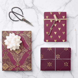 Feuille De Papier Cadeau Thème Bourgogne et Gold Paris