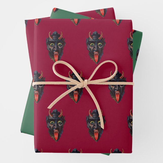 Feuille De Papier Cadeau Thème Krampus (En situation)