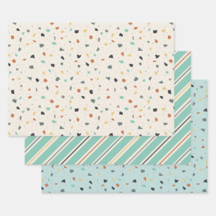 Feuille De Papier Cadeau Tile Terrazzo Confetti Style Moderne Tons De Terre