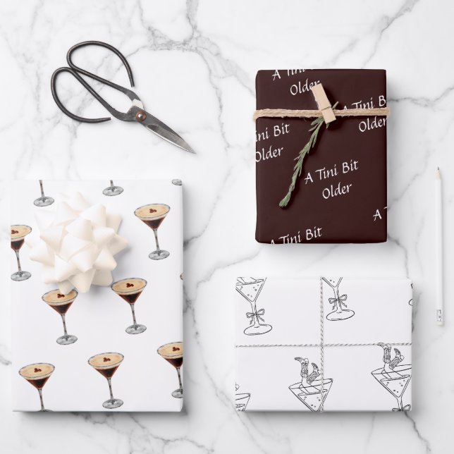 Feuille De Papier Cadeau Tini Bit Ancien - Thème Espresso Café (Recto)