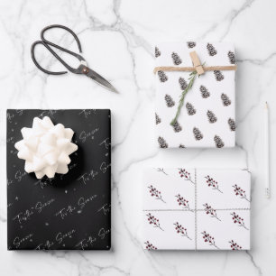 Feuille De Papier Cadeau 'Tis Season Pinecone Berry Motifs