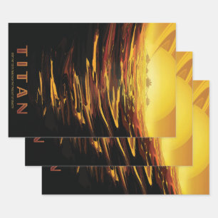 Feuille De Papier Cadeau Titan la plus grande lune de la planète Saturne