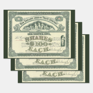 Feuille De Papier Cadeau Titre d'actions de capital ancien Finance d'entrep