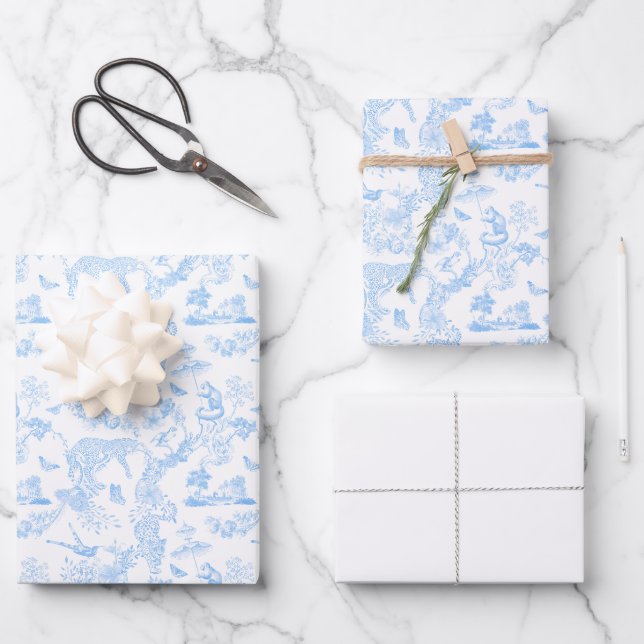 Feuille De Papier Cadeau Toile de Chinoiserie de la Jungle de Preppy (Recto)