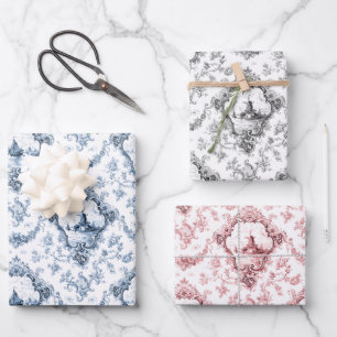 Feuille De Papier Cadeau Toile florale Vintage gravée avec moulin à vent 