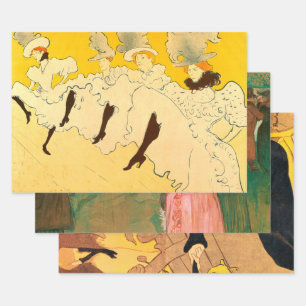 Feuille De Papier Cadeau Tolouse Lautrec Danseuses Filles Jaune