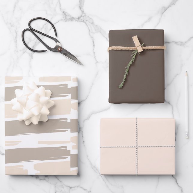 Feuille De Papier Cadeau Tons beige Paint Swipe (Recto)
