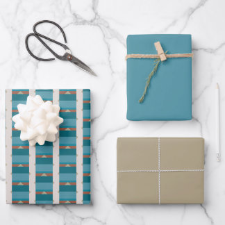 Feuille De Papier Cadeau Tons terre clairs et bleu