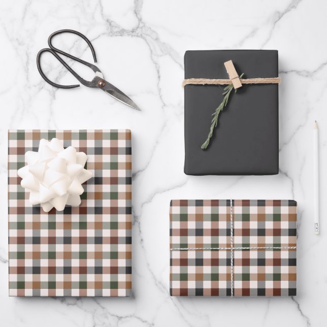 Feuille De Papier Cadeau Tonton rustique À damiers Plaid (Recto)