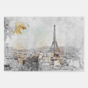 Feuille De Papier Cadeau Tour Eiffel. Paris, France