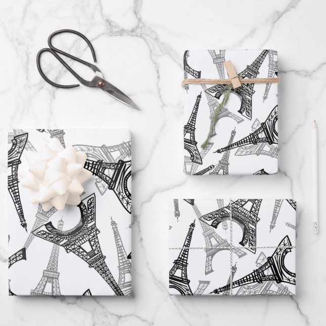 Feuille De Papier Cadeau Tour Eiffel Paris France Design (Recto)