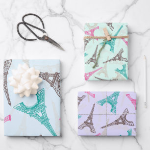 Feuille De Papier Cadeau Tour Eiffel Paris France Design