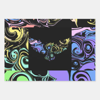 Feuille De Papier Cadeau Tourbillons colorés abstraits