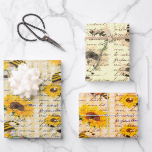 Feuille De Papier Cadeau Tournesol Bee Gnome