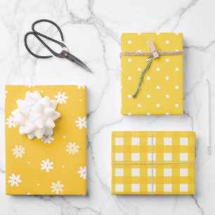 Feuille De Papier Cadeau Tournesol Jaune au minimum Élégant Printemps Pâque