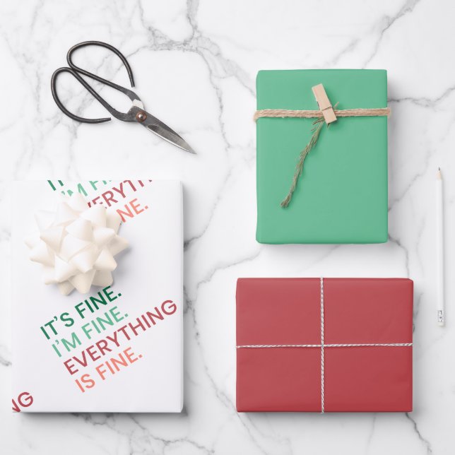 Feuille De Papier Cadeau Tout va bien | Citation Sarcastique quotidienne am (Recto)