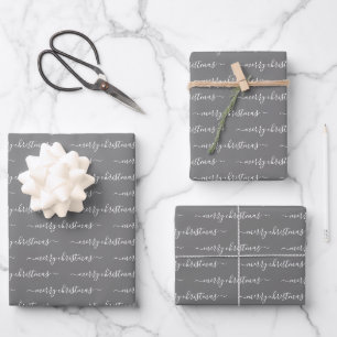 Feuille De Papier Cadeau Toute Typographie de texte moderne gris Joyeux Noë