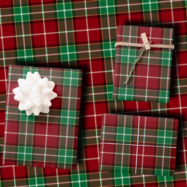 Feuille De Papier Cadeau Traditional Maroon and Emerald Green Tartan Plaid (Créateur téléchargé)