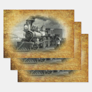 Feuille De Papier Cadeau Train à vapeur Vintage
