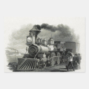 Feuille De Papier Cadeau Train à vapeur vintage