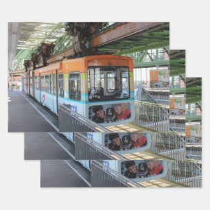 Feuille De Papier Cadeau Train flottant Orange Blue Wuppertal